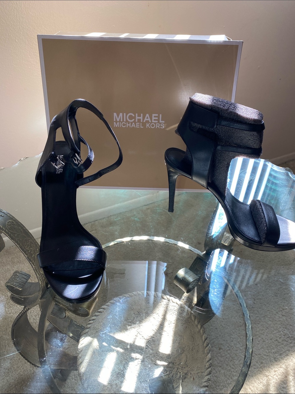 Michael Kors Collection Black Strappy Stiletto Sandals